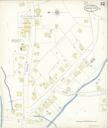 Sanborn Fire Insurance Map from Nevada City, Nevada County, California (1898), Sheet #0012 - Complete Map Set gallery image, historic Sanborn map, vintage wall art, California California