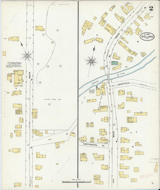 Sanborn Fire Insurance Map from Holland, Erie County, New York (1905), Sheet #0002 - Historic Sanborn Fire Insurance Map Print, vintage old map wall art, antique decor, genealogy gift, New York New York map