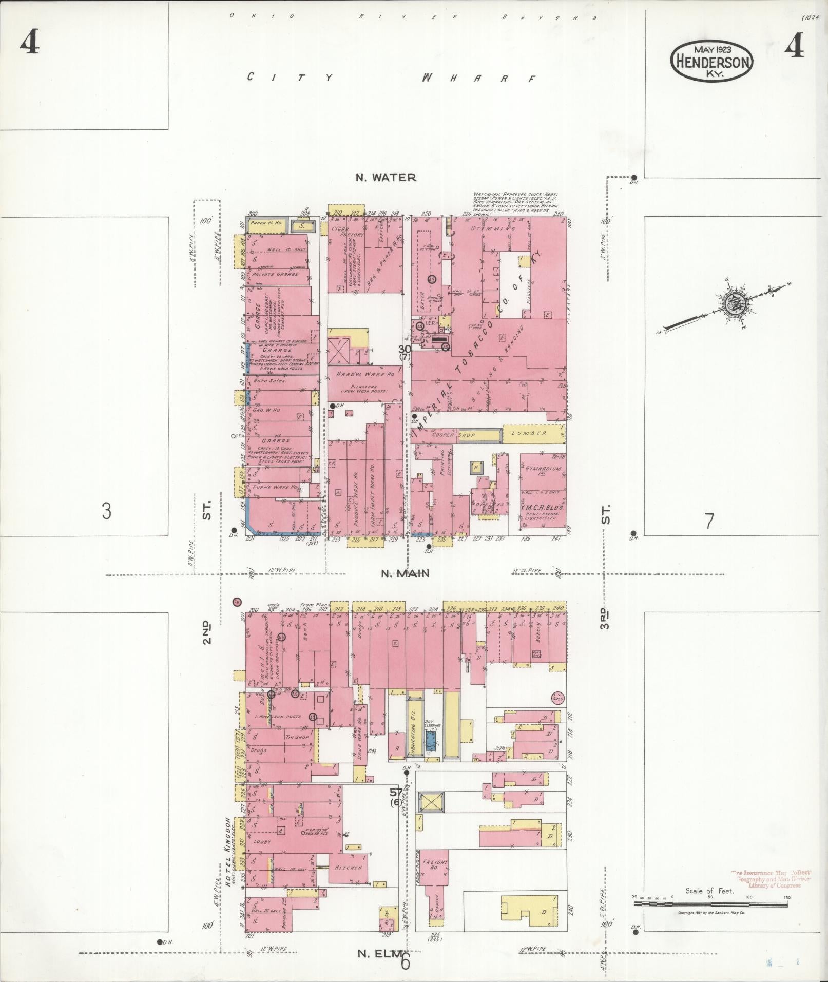 Sanborn Fire Insurance Map from Henderson, Henderson County, Kentucky (1923), Sheet #0004 - Complete Map Set gallery image, historic Sanborn map, vintage wall art, Kentucky Kentucky