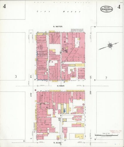Sanborn Fire Insurance Map from Henderson, Henderson County, Kentucky (1923), Sheet #0004 - Complete Map Set gallery image, historic Sanborn map, vintage wall art, Kentucky Kentucky