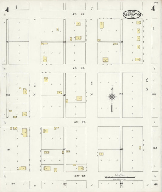 Sanborn Fire Insurance Map from Abernathy, Hale County, Texas (1925), Sheet #0004 - Historic Sanborn Fire Insurance Map Print, vintage old map wall art, antique decor, genealogy gift, Texas Texas map