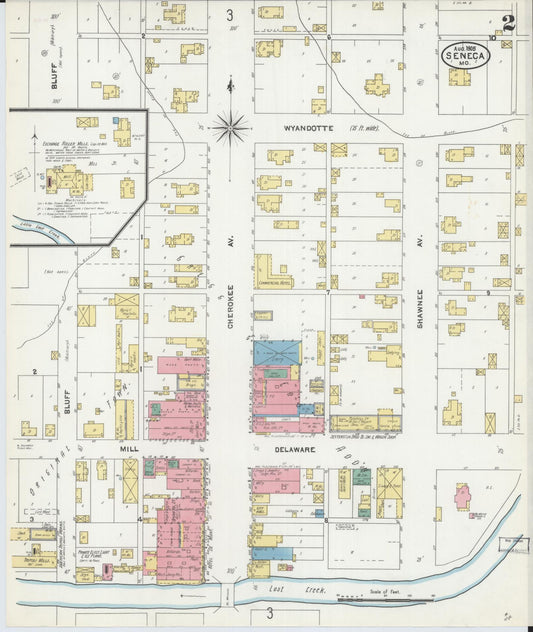 Sanborn Fire Insurance Map from Seneca, Newton County, Missouri (1905), Sheet #0002 - Historic Sanborn Fire Insurance Map Print, vintage old map wall art, antique decor, genealogy gift, Missouri Missouri map