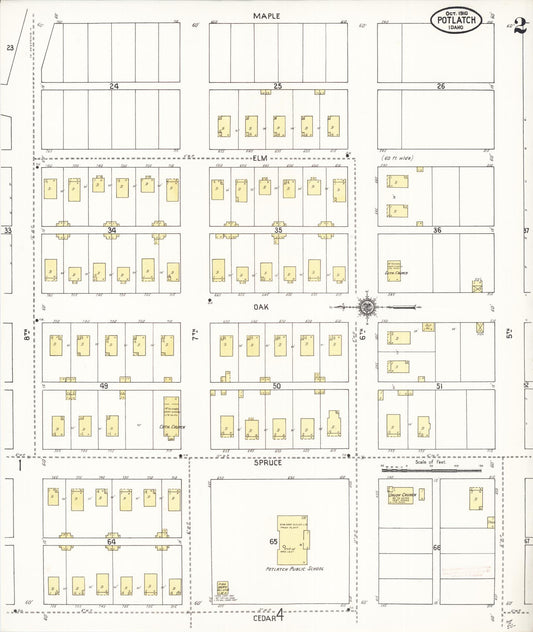 Sanborn Fire Insurance Map from Potlatch, Latah County, Idaho (1910), Sheet #0002 - Historic Sanborn Fire Insurance Map Print, vintage old map wall art, antique decor, genealogy gift, Idaho Idaho map