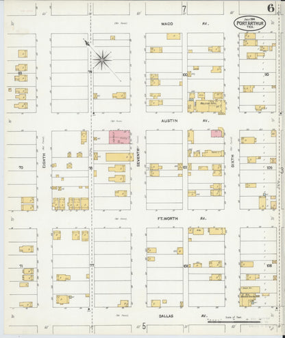 Sanborn Fire Insurance Map from Port Arthur, Jefferson County, Texas (1904), Sheet #0006 - Complete Map Set gallery image, historic Sanborn map, vintage wall art, Texas Texas