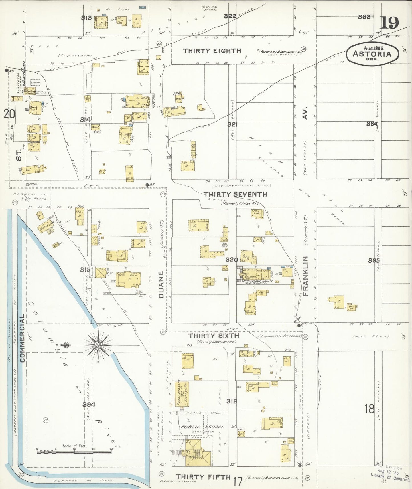 Sanborn Fire Insurance Map from Astoria, Clatsop County, Oregon (1896), Sheet #0019 - Complete Map Set gallery image, historic Sanborn map, vintage wall art, Oregon Oregon