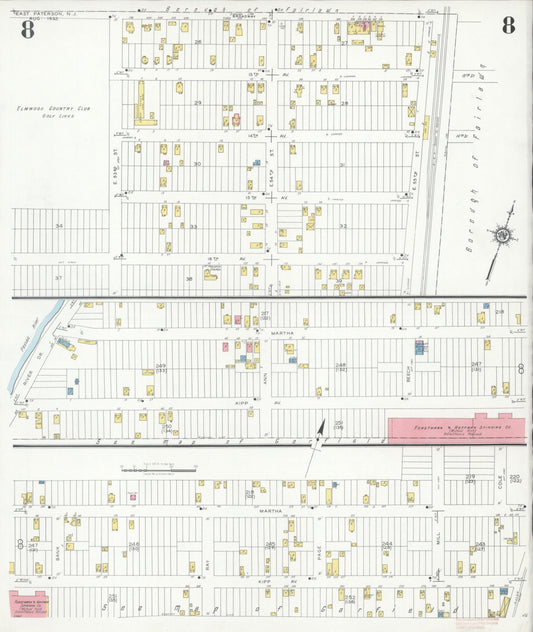 Sanborn Fire Insurance Map from East Paterson, Bergen County, New Jersey (1932), Sheet #0008 - Historic Sanborn Fire Insurance Map Print, vintage old map wall art, antique decor, genealogy gift, New Jersey New Jersey map