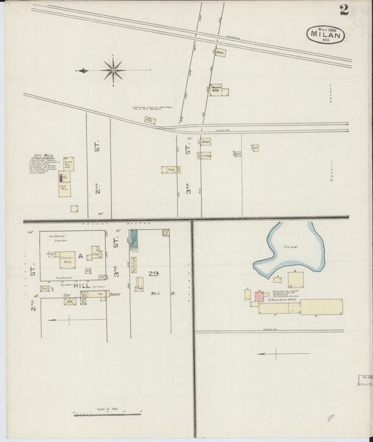 Sanborn Fire Insurance Map from Milan, Sullivan County, Missouri (1886), Sheet #0002 - Historic Sanborn Fire Insurance Map Print, vintage old map wall art, antique decor, genealogy gift, Missouri Missouri map
