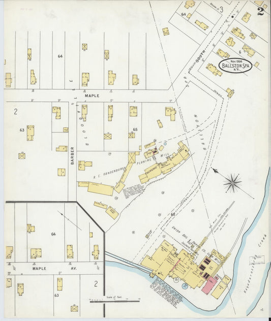 Sanborn Fire Insurance Map from Ballston Spa, Saratoga County, New York (1904), Sheet #0002 - Historic Sanborn Fire Insurance Map Print, vintage old map wall art, antique decor, genealogy gift, New York New York map