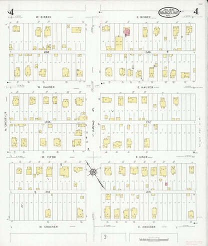 Sanborn Fire Insurance Map from Marceline, Linn County, Missouri (1930), Sheet #0004 - Complete Map Set gallery image, historic Sanborn map, vintage wall art, Missouri Missouri