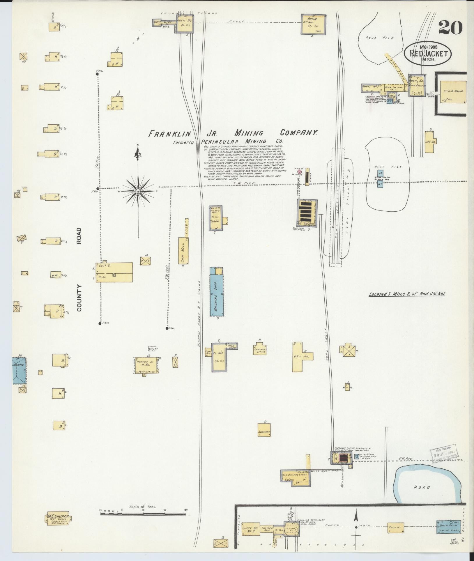 Sanborn Fire Insurance Map from Red Jacket, Houghton County, Michigan (1908), Sheet #0020 - Complete Map Set gallery image, historic Sanborn map, vintage wall art, Michigan Michigan