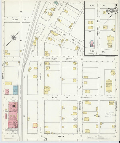 Sanborn Fire Insurance Map from Spangler, Cambria County, Pennsylvania (1910), Sheet #0002 - Complete Map Set gallery image, historic Sanborn map, vintage wall art, Pennsylvania Pennsylvania
