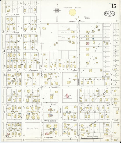 Sanborn Fire Insurance Map from Red Oak, Montgomery County, Iowa (1914), Sheet #0015 - Historic Sanborn Fire Insurance Map Print, vintage old map wall art