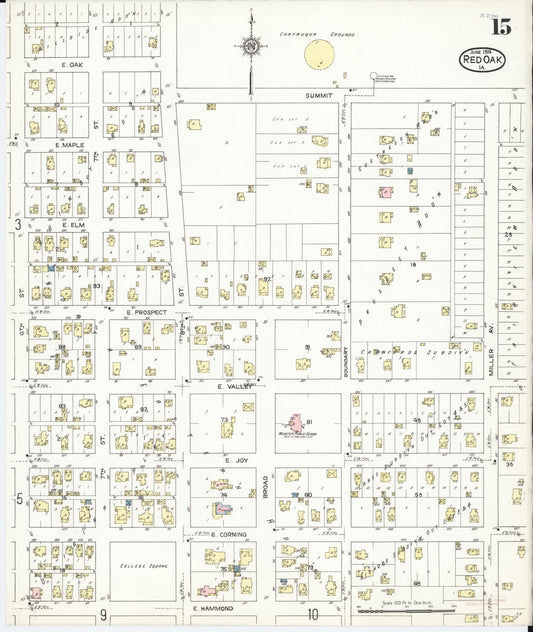 Sanborn Fire Insurance Map from Red Oak, Montgomery County, Iowa (1914), Sheet #0015 - Historic Sanborn Fire Insurance Map Print, vintage old map wall art