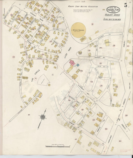 Sanborn Fire Insurance Map from Hamilton, Essex County, Massachusetts (1940), Sheet #0005 - Historic Sanborn Fire Insurance Map Print, vintage old map wall art, antique decor, genealogy gift, Massachusetts Massachusetts map