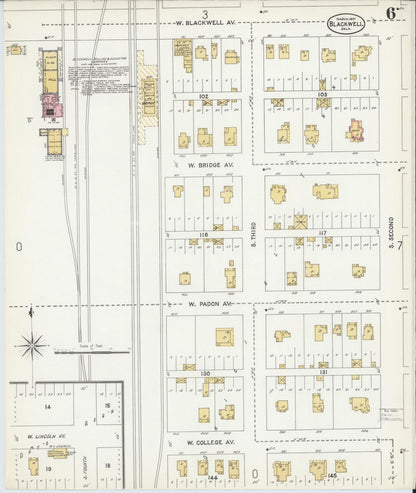 Sanborn Fire Insurance Map from Blackwell, Kay County, Oklahoma (1907), Sheet #0006 - Complete Map Set gallery image, historic Sanborn map, vintage wall art, Oklahoma Oklahoma