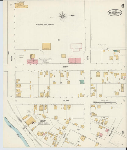 Sanborn Fire Insurance Map from Middleport, Meigs County, Ohio (1899), Sheet #0006 - Historic Sanborn Fire Insurance Map Print, vintage old map wall art, antique decor, genealogy gift, Ohio Ohio map