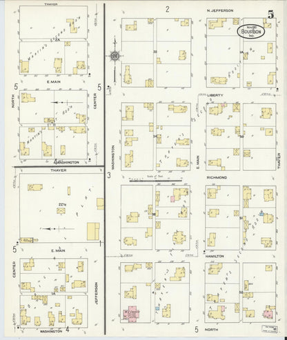 Sanborn Fire Insurance Map from Bourbon, Marshall County, Indiana (1910), Sheet #0005 - Historic Sanborn Fire Insurance Map Print, vintage old map wall art, antique decor, genealogy gift, Indiana Indiana map