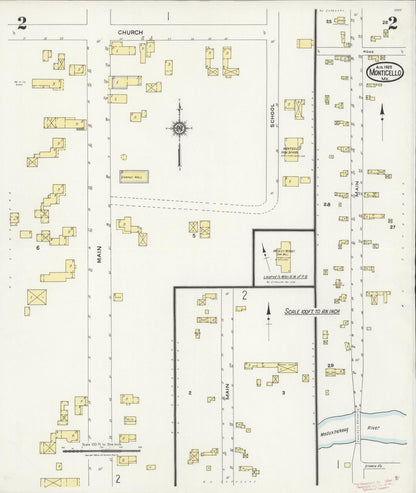Sanborn Fire Insurance Map from Monticello, Aroostook County, Maine (1925), Sheet #0002 - Complete Map Set gallery image, historic Sanborn map, vintage wall art, Maine Maine