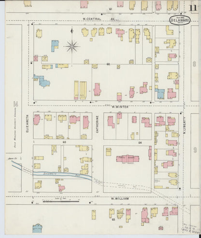 Sanborn Fire Insurance Map from Delaware, Delaware County, Ohio (1895), Sheet #0011 - Complete Map Set gallery image, historic Sanborn map, vintage wall art, Sanborn Fire Insurance Map from Delaware Delaware