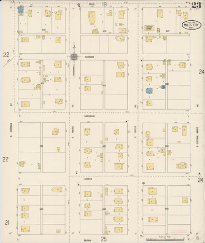Sanborn Fire Insurance Map from Miles City, Custer County, Montana (1916), Sheet #0023 - Complete Map Set gallery image, historic Sanborn map, vintage wall art, Montana Montana