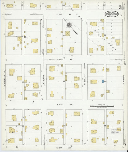Sanborn Fire Insurance Map from Holdenville, Hughes County, Oklahoma (1920), Sheet #0003 - Complete Map Set gallery image, historic Sanborn map, vintage wall art, Oklahoma Oklahoma