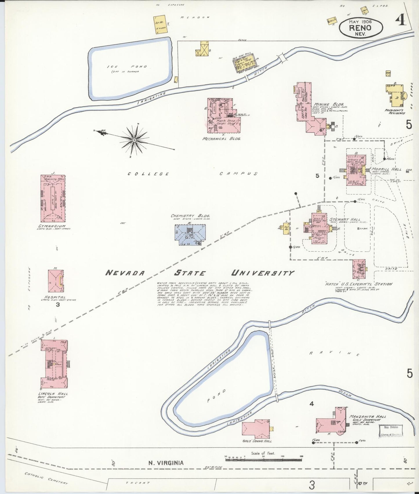 Sanborn Fire Insurance Map from Reno, Washoe County, Nevada (1906), Sheet #0004 - Complete Map Set gallery image, historic Sanborn map, vintage wall art, Nevada Nevada