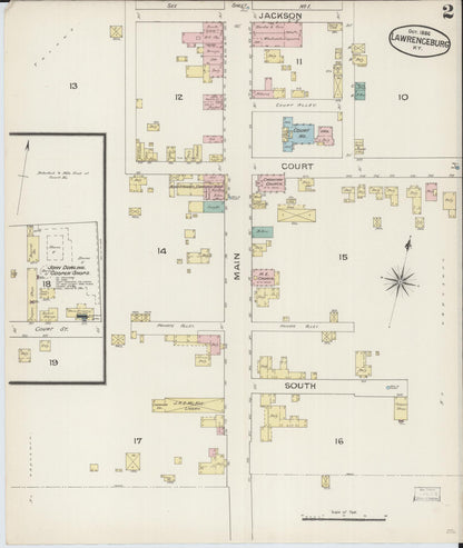 Sanborn Fire Insurance Map from Lawrenceburg, Anderson County, Kentucky (1886), Sheet #0002 - Complete Map Set gallery image, historic Sanborn map, vintage wall art, Kentucky Kentucky