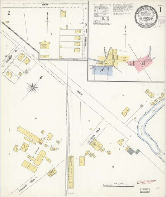 Sanborn Fire Insurance Map from Alvarado, Alameda County, California (1908), Sheet #0001 - Historic Sanborn Fire Insurance Map Print, vintage old map wall art, antique decor, genealogy gift, California California map