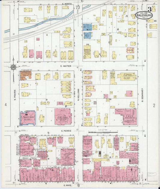 Sanborn Fire Insurance Map from Galesburg, Knox County, Illinois (1918), Sheet #0003 - Historic Sanborn Fire Insurance Map Print, vintage old map wall art, antique decor, genealogy gift, Illinois Illinois map