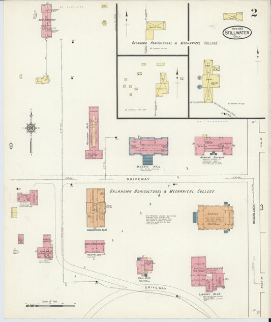 Sanborn Fire Insurance Map from Stillwater, Payne County, Oklahoma (1913), Sheet #0002 - Historic Sanborn Fire Insurance Map Print, vintage old map wall art, antique decor, genealogy gift, Oklahoma Oklahoma map