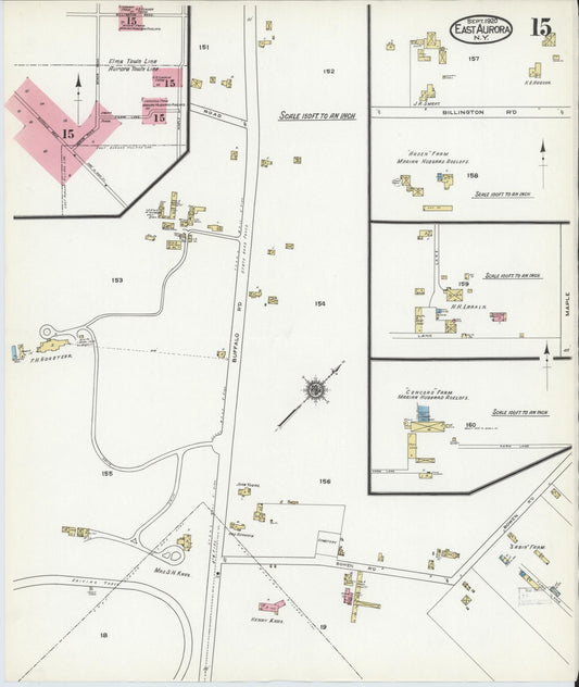 Sanborn Fire Insurance Map from East Aurora, Erie County, New York (1920), Sheet #0015 - Historic Sanborn Fire Insurance Map Print, vintage old map wall art, antique decor, genealogy gift, New York New York map