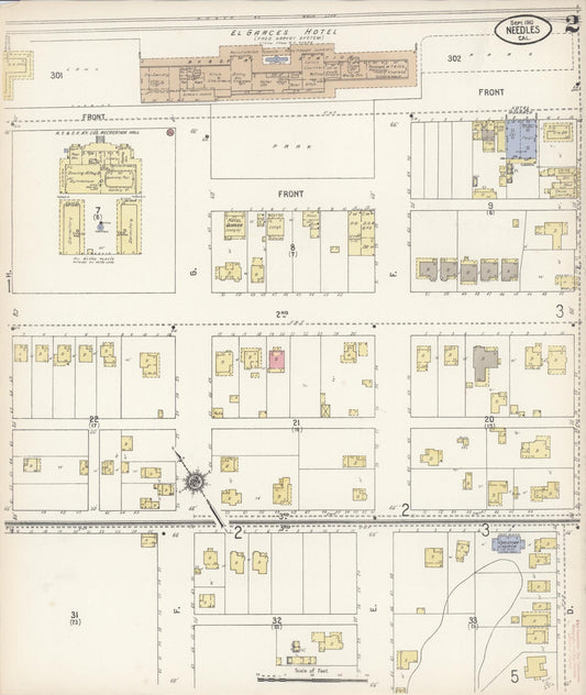 Sanborn Fire Insurance Map from Needles, San Bernardino County, California (1910), Sheet #0002 - Historic Sanborn Fire Insurance Map Print, vintage old map wall art, antique decor, genealogy gift, California California map