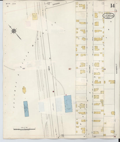 Sanborn Fire Insurance Map from Laurium, Houghton County, Michigan (1949), Sheet #0014 - Complete Map Set gallery image, historic Sanborn map, vintage wall art, Michigan Michigan
