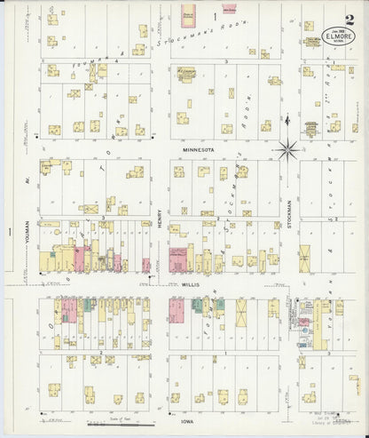 Sanborn Fire Insurance Map from Elmore, Faribault County, Minnesota (1908), Sheet #0002 - Complete Map Set gallery image, historic Sanborn map, vintage wall art, Minnesota Minnesota