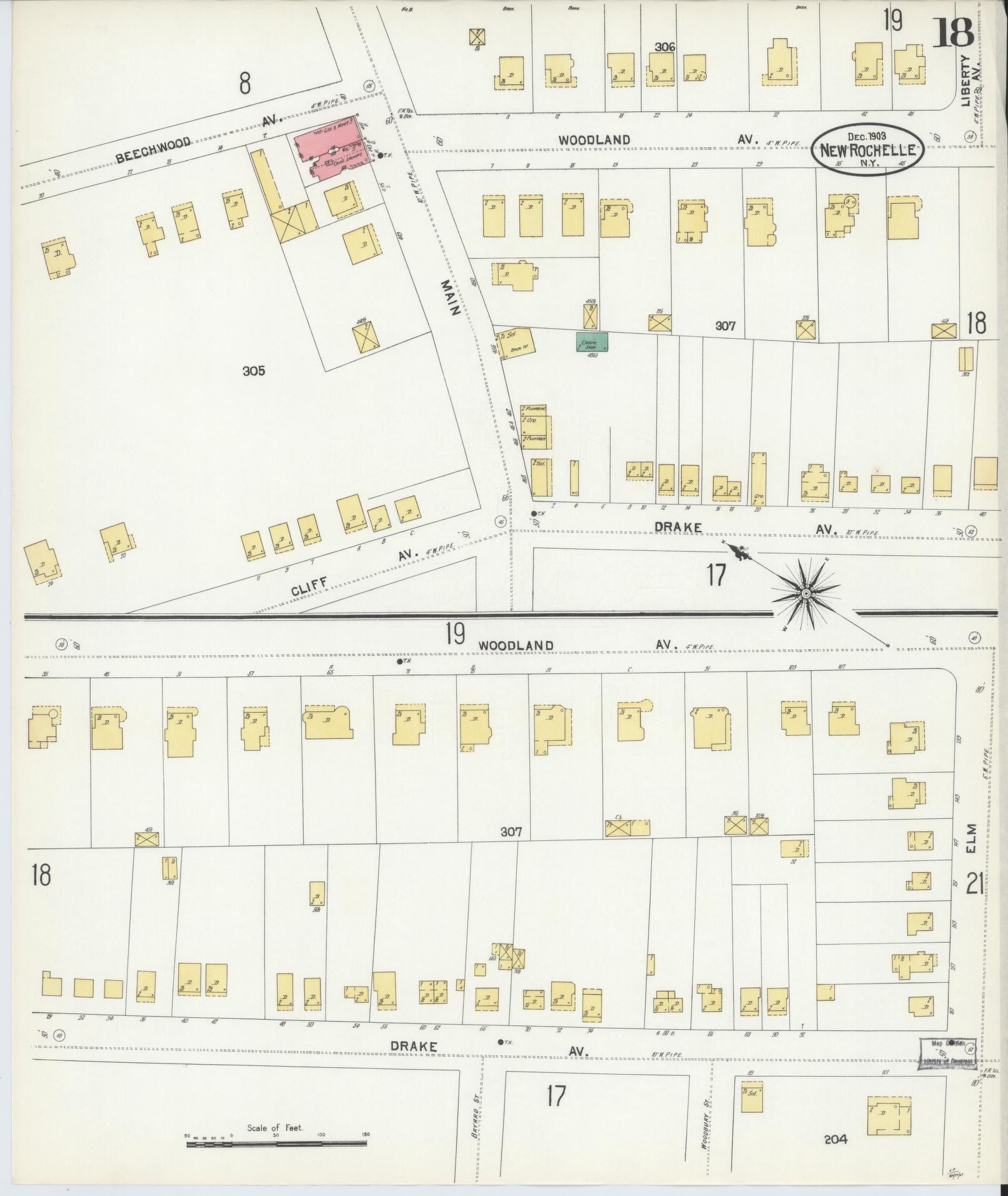 Sanborn Fire Insurance Map from New Rochelle, Westchester County, New York (1903), Sheet #0018 - Complete Map Set gallery image, historic Sanborn map, vintage wall art, New York New York