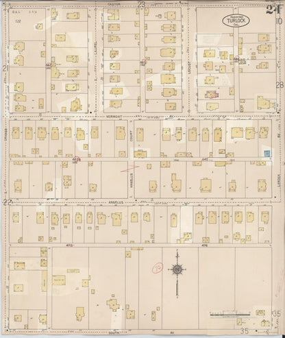 Sanborn Fire Insurance Map from Turlock, Stanislaus County, California (1943), Sheet #0024 - Complete Map Set gallery image, historic Sanborn map, vintage wall art, California California