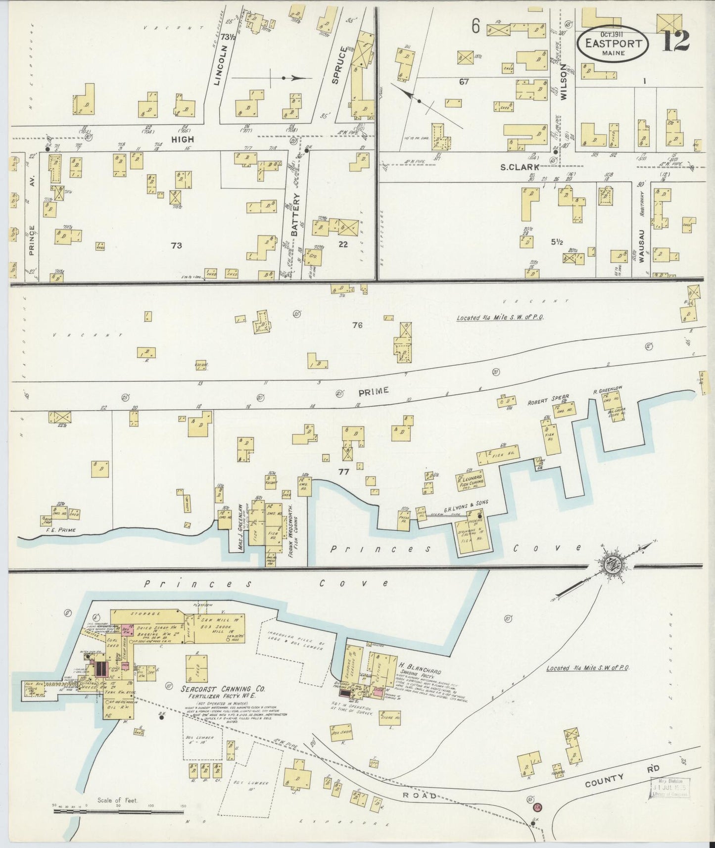 Sanborn Fire Insurance Map from Eastport, Washington County, Maine (1911), Sheet #0012 - Complete Map Set gallery image, historic Sanborn map, vintage wall art, Maine Maine