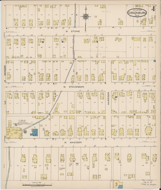 Sanborn Fire Insurance Map from Gibsonburg, Sandusky County, Ohio (1922), Sheet #0004 - Historic Sanborn Fire Insurance Map Print, vintage old map wall art, antique decor, genealogy gift, Ohio Ohio map