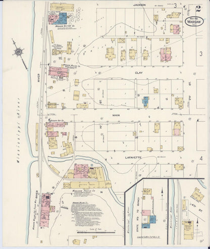 Sanborn Fire Insurance Map from Warsaw, Hancock County, Illinois (1912), Sheet #0002 - Historic Sanborn Fire Insurance Map Print, vintage old map wall art, antique decor, genealogy gift, Illinois Illinois map