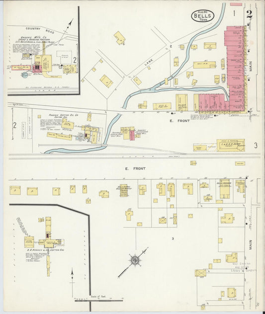 Sanborn Fire Insurance Map from Bells Depot, Crockett County, Tennessee (1913), Sheet #0002 - Historic Sanborn Fire Insurance Map Print, vintage old map wall art, antique decor, genealogy gift, Tennessee Tennessee map