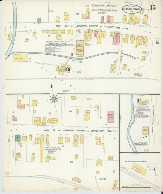 Sanborn Fire Insurance Map from Georgetown, Scott County, Kentucky (1907), Sheet #0015 - Historic Sanborn Fire Insurance Map Print, vintage old map wall art, antique decor, genealogy gift, Kentucky Kentucky map