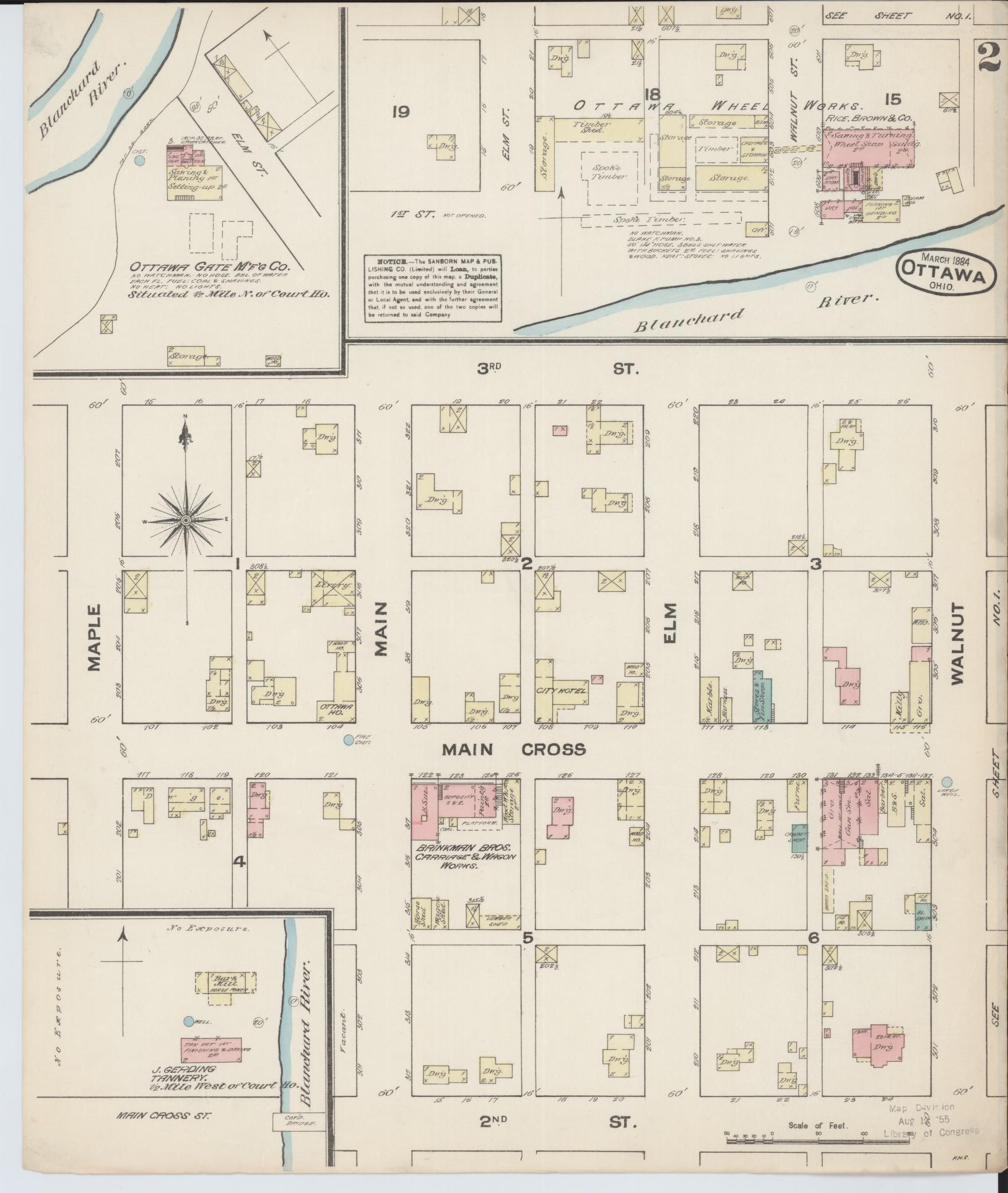 Sanborn Fire Insurance Map from Ottawa, Putnam County, Ohio (1884), Sheet #0002 - Complete Map Set gallery image, historic Sanborn map, vintage wall art, Ohio Ohio