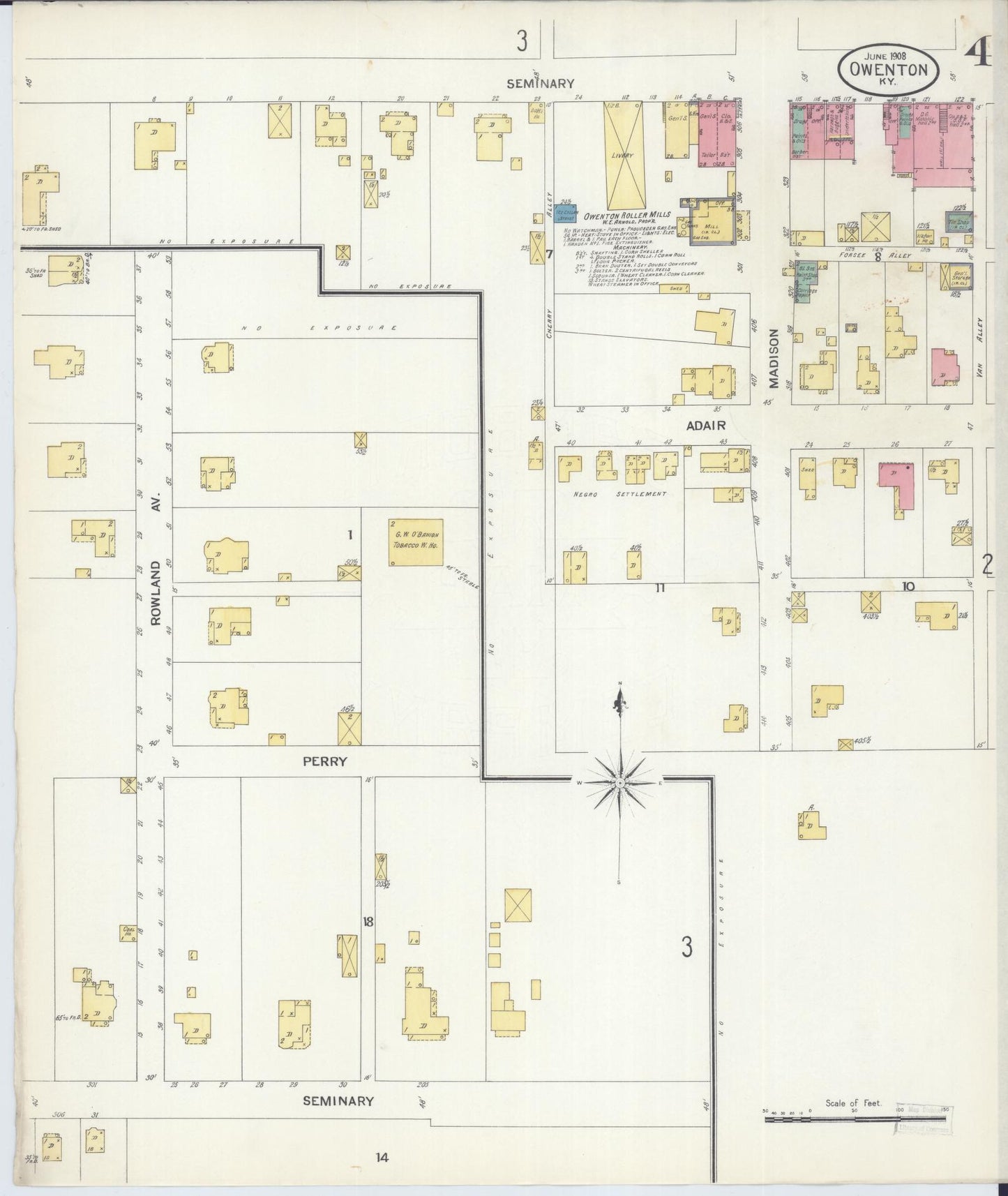 Sanborn Fire Insurance Map from Owenton, Owen County, Kentucky (1908), Sheet #0004 - Complete Map Set gallery image, historic Sanborn map, vintage wall art, Kentucky Kentucky