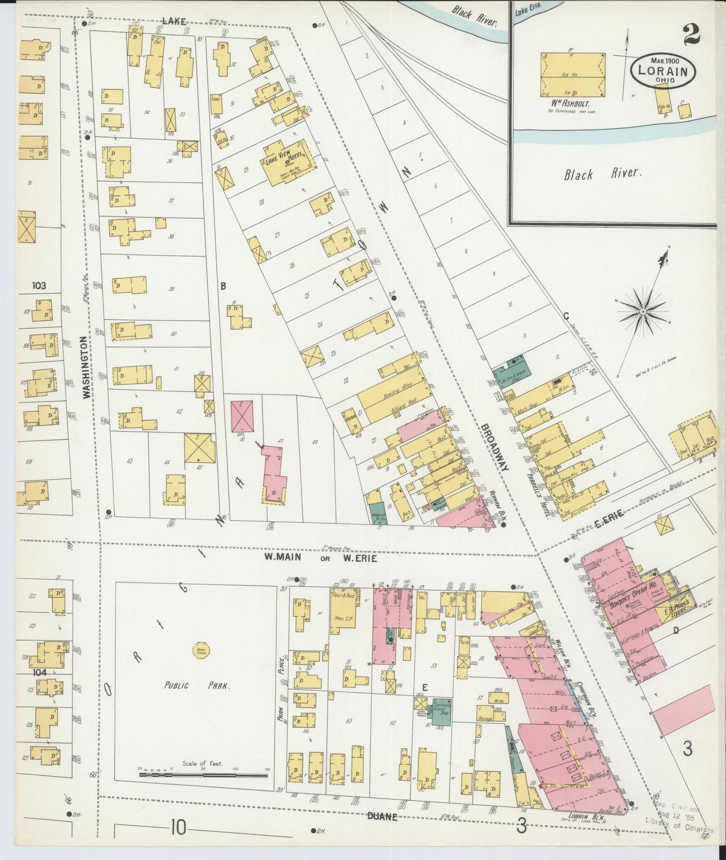 Sanborn Fire Insurance Map from Lorain, Lorain County, Ohio (1900), Sheet #0002 - Complete Map Set gallery image, historic Sanborn map, vintage wall art, Ohio Ohio