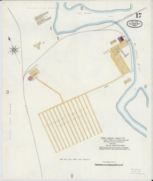 Sanborn Fire Insurance Map from Cloquet, Carlton County, Minnesota (1901), Sheet #0017 - Historic Sanborn Fire Insurance Map Print, vintage old map wall art, antique decor, genealogy gift, Minnesota Minnesota map