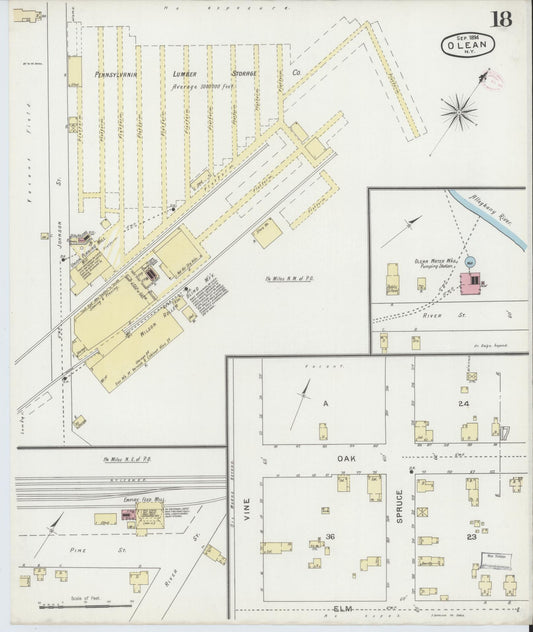 Sanborn Fire Insurance Map from Olean, Cattaraugus County, New York (1894), Sheet #0018 - Historic Sanborn Fire Insurance Map Print, vintage old map wall art, antique decor, genealogy gift, New York New York map
