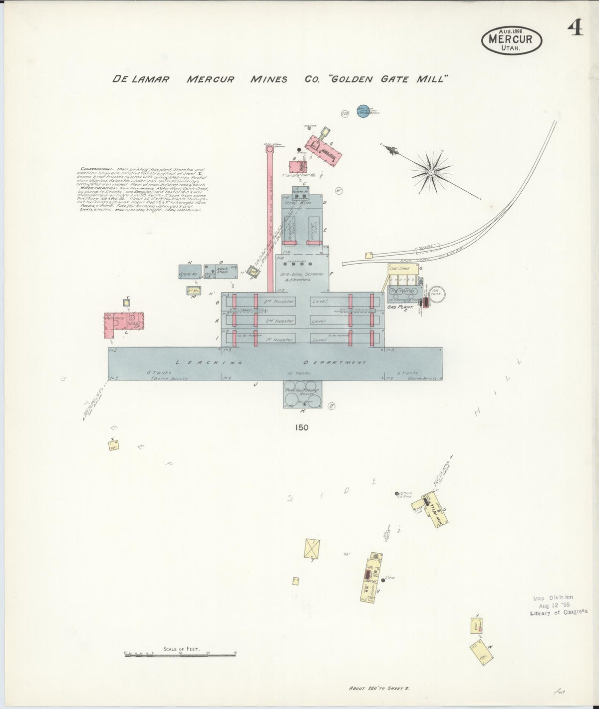 Sanborn Fire Insurance Map from Mercur, Toele County, Utah (1898), Sheet #0004 - Historic Sanborn Fire Insurance Map Print, vintage old map wall art, antique decor, genealogy gift, Utah Utah map
