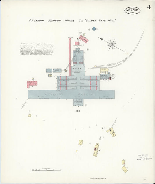 Sanborn Fire Insurance Map from Mercur, Toele County, Utah (1898), Sheet #0004 - Historic Sanborn Fire Insurance Map Print, vintage old map wall art, antique decor, genealogy gift, Utah Utah map