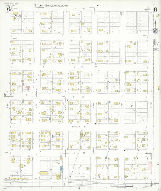 Sanborn Fire Insurance Map from David City, Butler County, Nebraska (1935), Sheet #0006 - Historic Sanborn Fire Insurance Map Print, vintage old map wall art, antique decor, genealogy gift, Nebraska Nebraska map