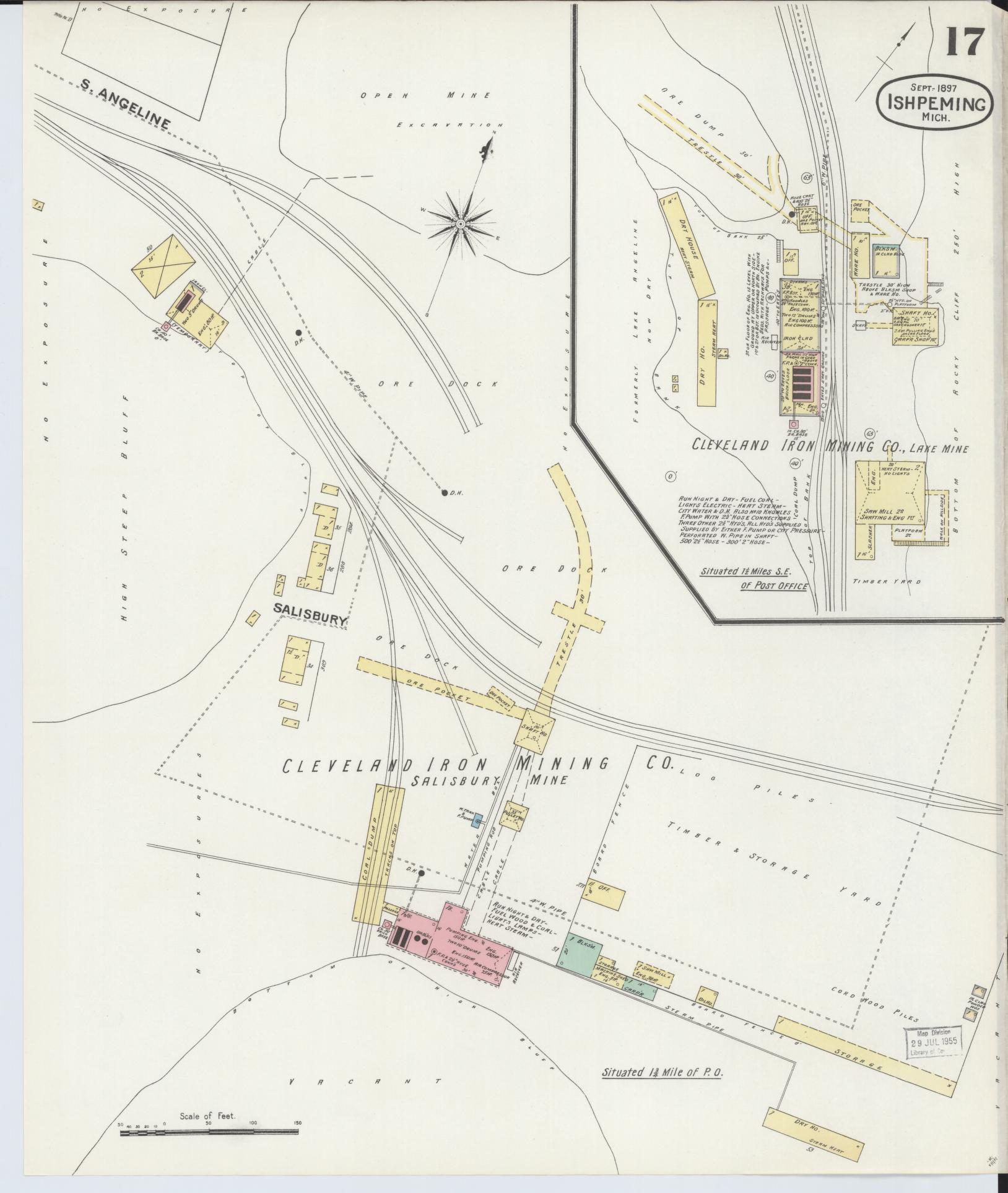 Sanborn Fire Insurance Map from Ishpeming, Marquette County, Michigan (1897), Sheet #0017 - Complete Map Set gallery image, historic Sanborn map, vintage wall art, Michigan Michigan